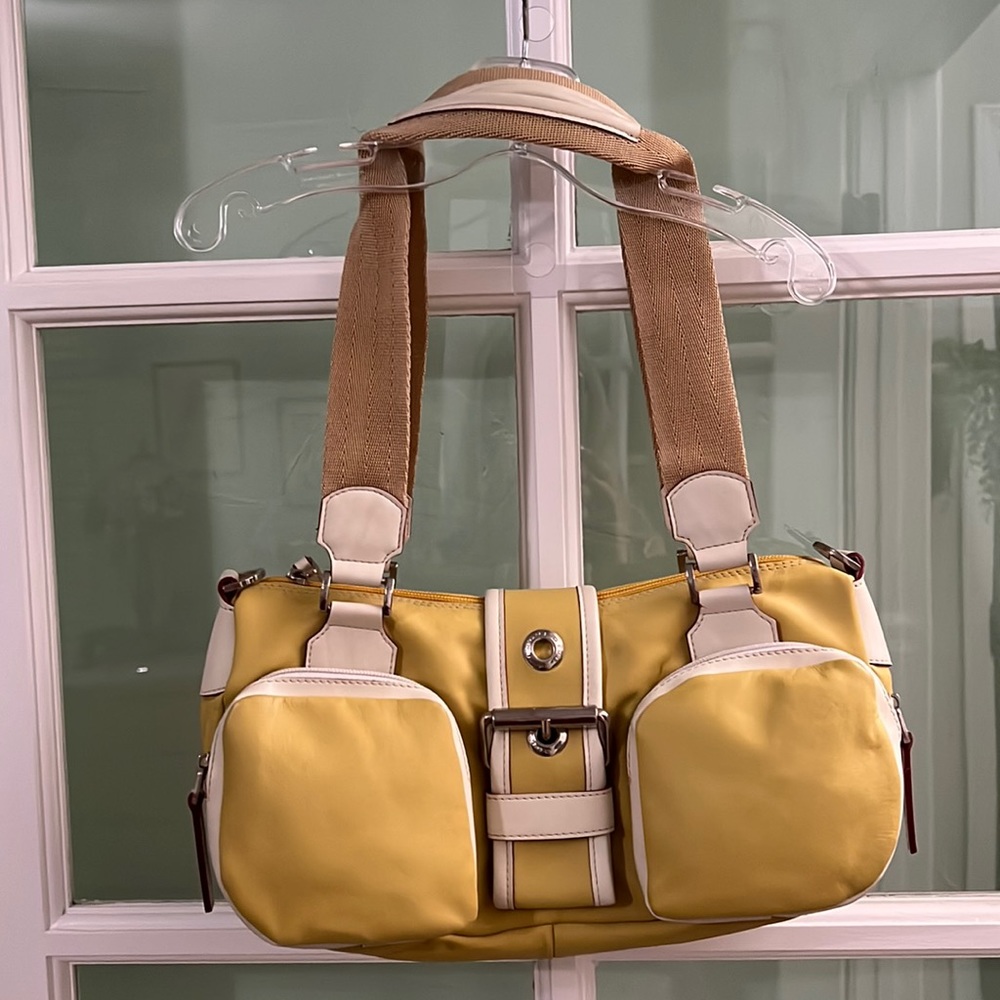 Nuovedive Yellow Leather Satchel Made in Italy